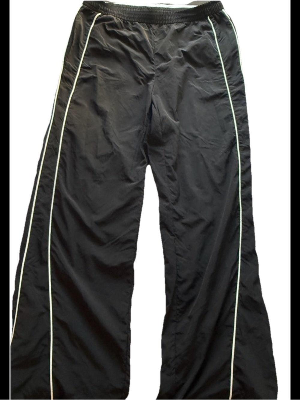 Black Track Pants with White Piping